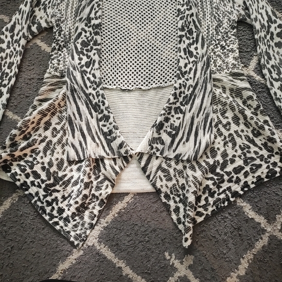 Alberto Makali Wool blend Patterned Open Front Waterfall Sweater Cardigan - Picture 3 of 10